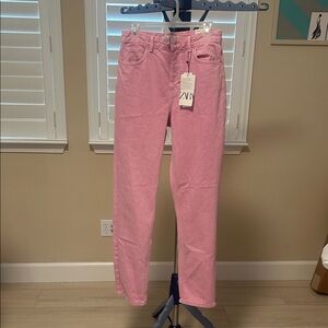 Zara Straight Leg Jeans in Soft Pink